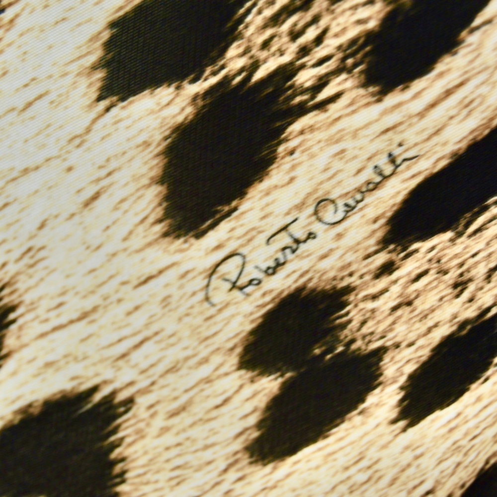 ๐ฎ๐น Roberto Cavalli Brown Animal Print Brooch Detail One Shoulder Dress Size 4 - Picture 12 of 15